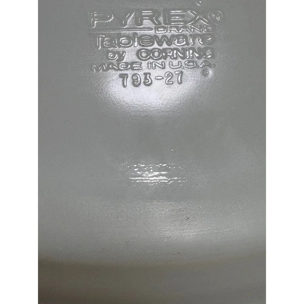Vintage Pyrex Corning Emerald Band Milk Glass Oval Platter 793-27 White Green